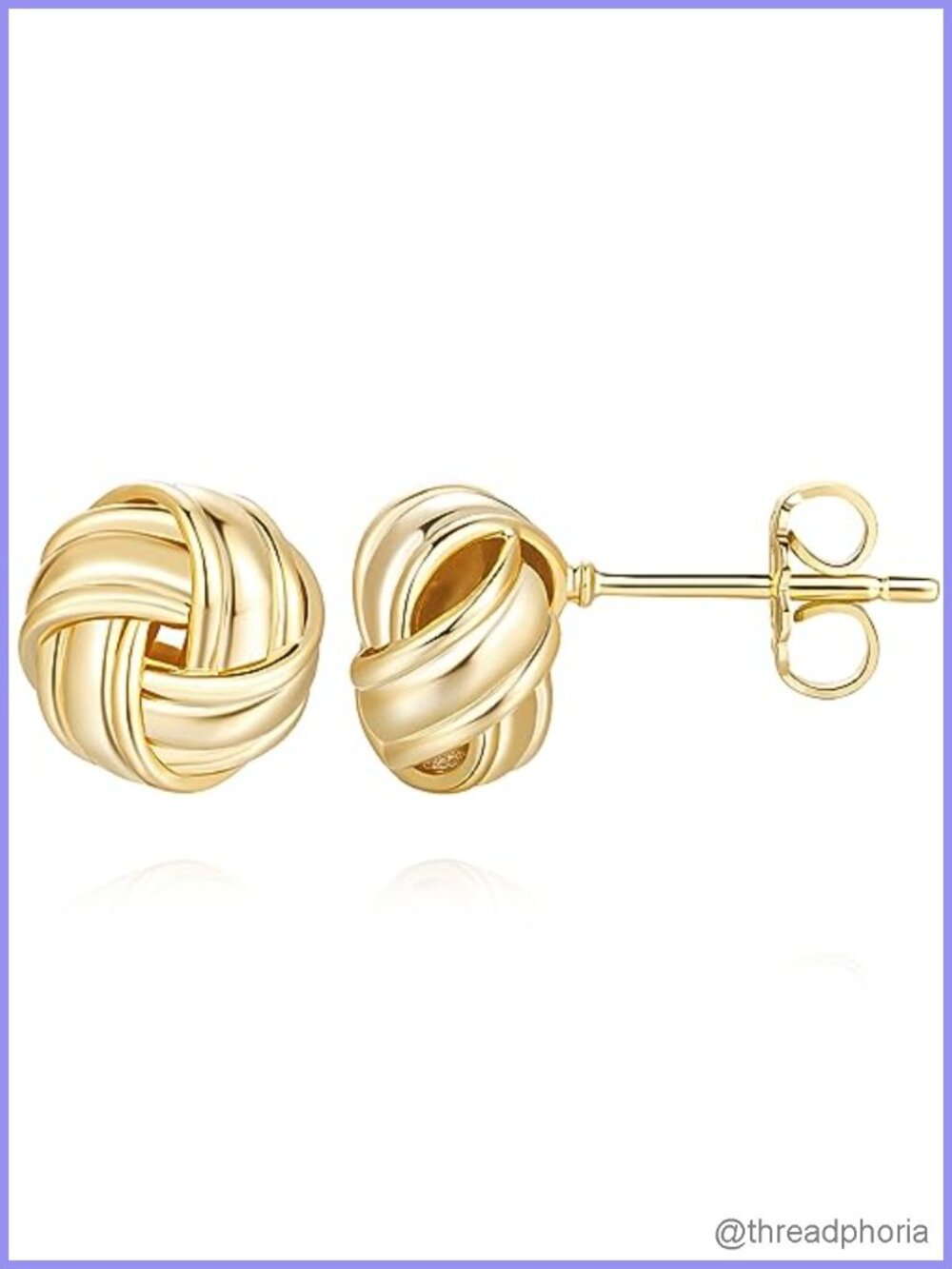 14k Gold Plated Twisted Knot Stud Earrings Post Back